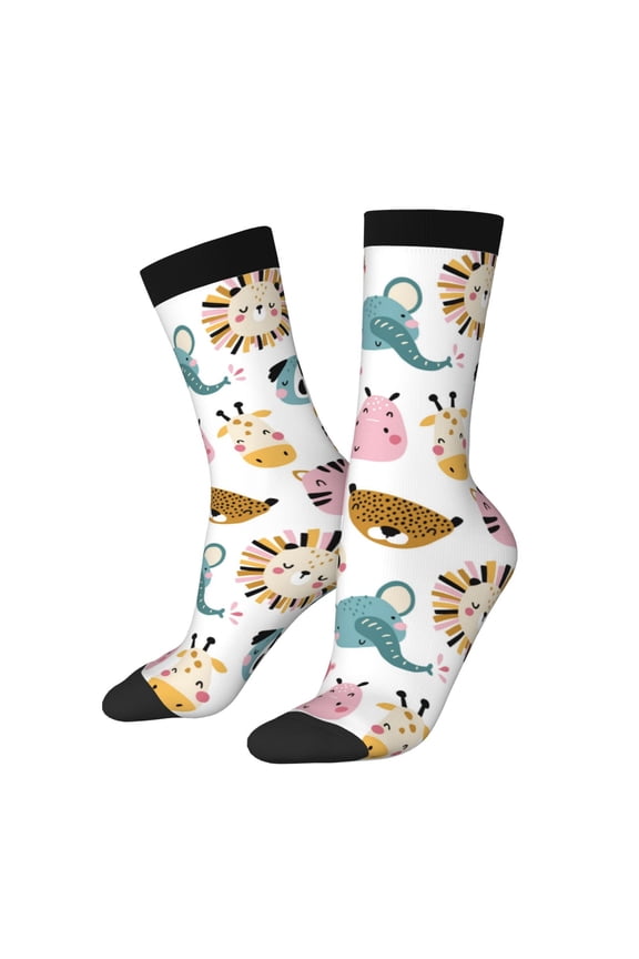 Cartoon Animals Print Adult Socks for Men & Women,Calf Socks, Ankle Socks,Boots Socks,Breathable Casual Sock,Unisex Crew Socks