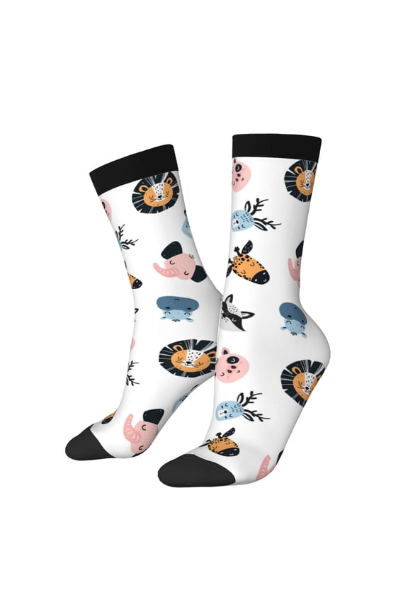 Cartoon Animals Print Adult Socks for Men & Women,Calf Socks, Ankle Socks,Boots Socks,Breathable Casual Sock,Unisex Crew Socks