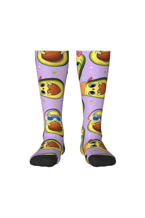 Cartoon Avocados Print Gift Stocking Stuffers,Adult Stockings,Novelty Socks,Funny Socks Birthday Running Walking Sleeping