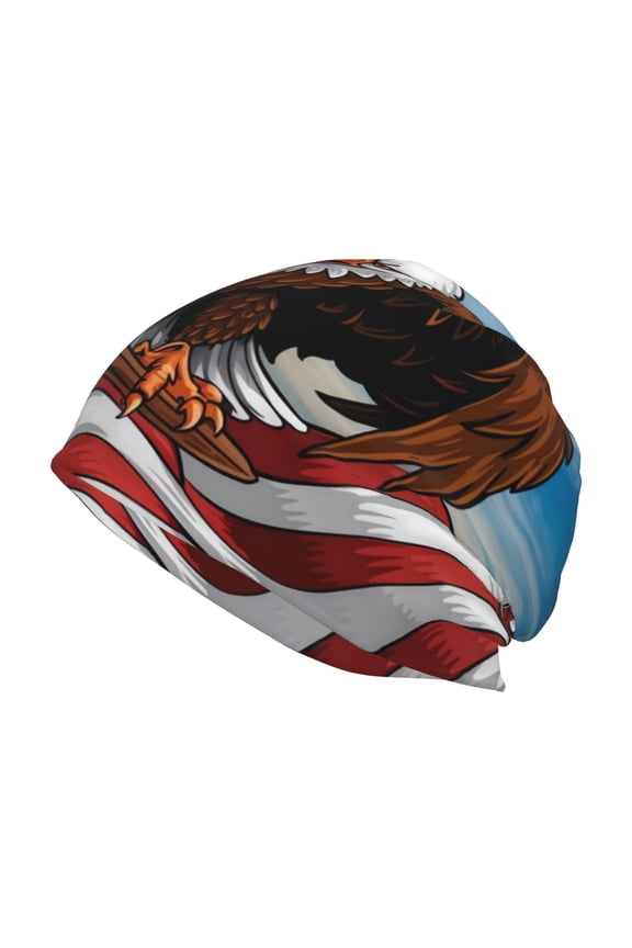 Cartoon Bald Eagle USA Print Unisex Knit Beanie for Men Women Winter Hat,Beanies Skull Caps