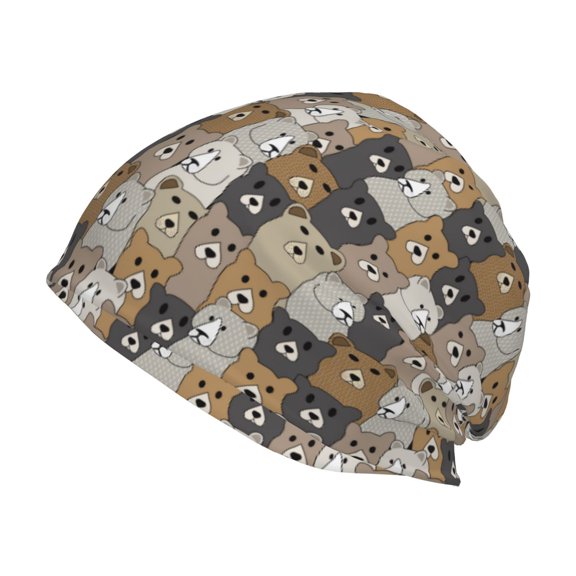 Logiee Cartoon Bear Print Unisex Knit Beanie for Men Women Winter Hat,Beanies Skull Caps