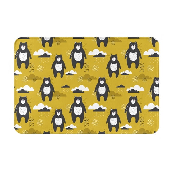 Logiee Cartoon Bear Yellow Print Welcome Mats for Entryway,Door Mat for Front Door,Entry Mat,Doormat for Garden, Garage, Patio, Home, Porch Decor