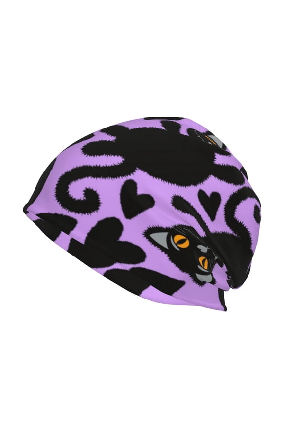Cartoon Black Cats Print Unisex Knit Beanie for Men Women Winter Hat,Beanies Skull Caps