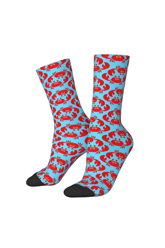 Cartoon Crabs Print Adult Socks for Men & Women,Calf Socks, Ankle Socks,Boots Socks,Breathable Casual Sock,Unisex Crew Socks
