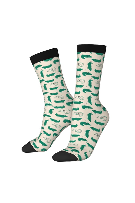 Cartoon Crocodile Print Adult Socks for Men & Women,Calf Socks, Ankle Socks,Boots Socks,Breathable Casual Sock,Unisex Crew Socks