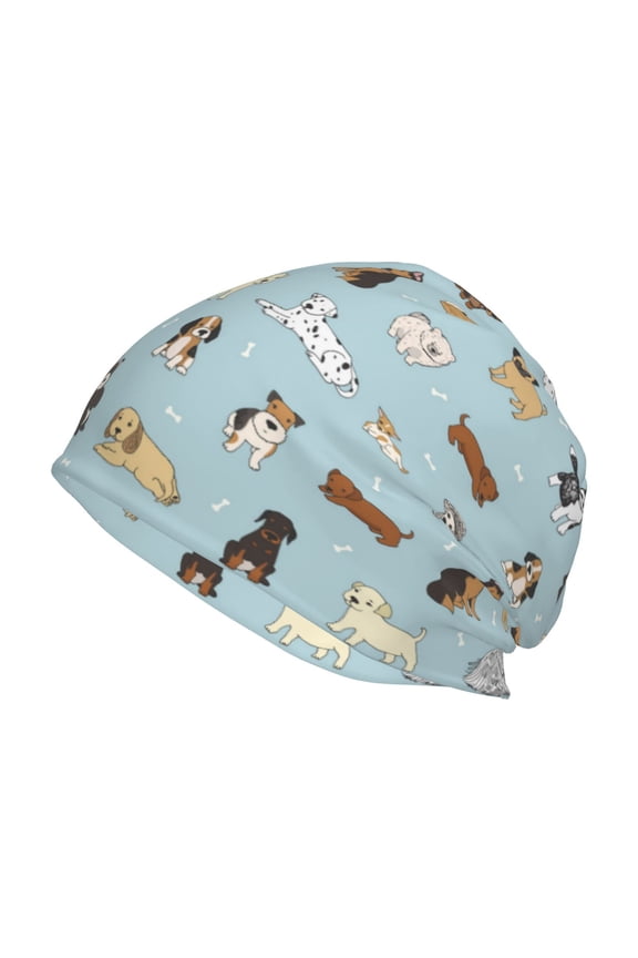 Cartoon Doodle Puppy Print Unisex Knit Beanie for Men Women Winter Hat,Beanies Skull Caps