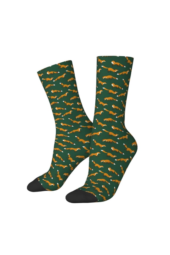 Cartoon Fox 1 Print Adult Socks for Men & Women,Calf Socks, Ankle Socks,Boots Socks,Breathable Casual Sock,Unisex Crew Socks