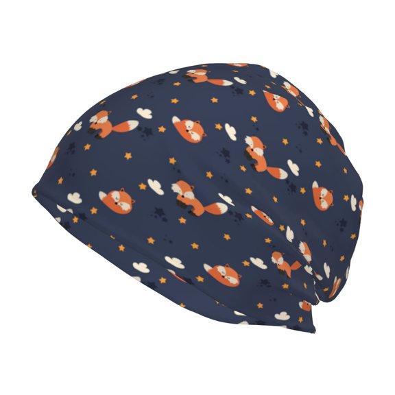 Logiee Cartoon Fox Print Unisex Knit Beanie for Men Women Winter Hat,Beanies Skull Caps
