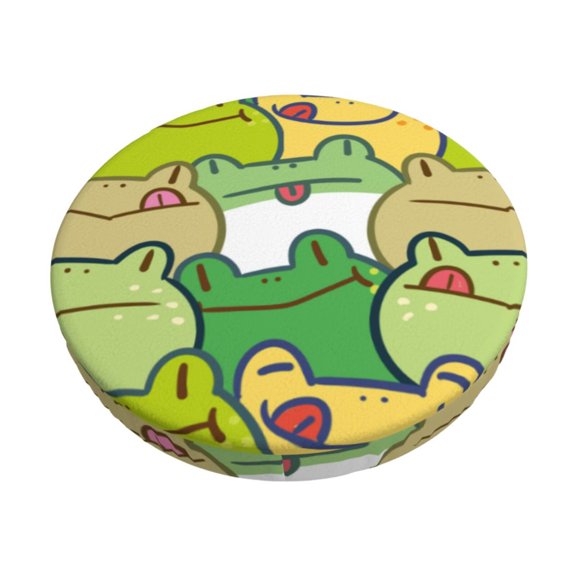 Logiee Cartoon Frog Print Stool Covers Round,Bar Stool Covers,Watedrproof Stool Slipcover with Elastic,Stool Cushion,Round Bar Stool Seat Covers for Bar Round Chair-12 inch
