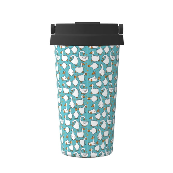 Logiee Cartoon Funny Goose Print Stainless Steel Coffee Tumbler, Travel Coffee Mug, Insulated Coffee Mug with Lid, Spill Proof Coffee Cup, Portable Thermal Mug