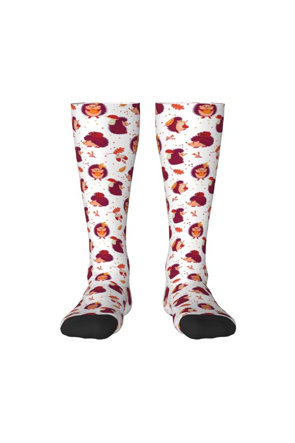 Cartoon Hedgehogs Print Gift Stocking Stuffers,Adult Stockings,Novelty Socks,Funny Socks Birthday Running Walking Sleeping