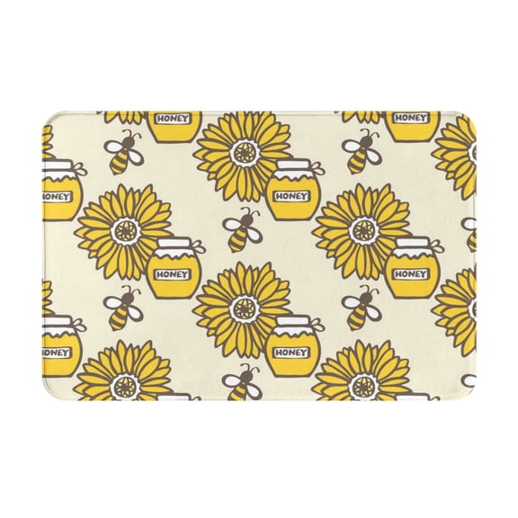 Logiee Cartoon Honey Pot Bee Sunflower Print Welcome Mats for Entryway,Door Mat for Front Door,Entry Mat,Doormat for Garden, Garage, Patio, Home, Porch Decor