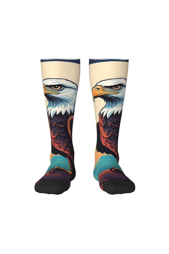 Cartoon Iceberg Bald Eagle Print Gift Stocking Stuffers,Adult Stockings,Novelty Socks,Funny Socks Birthday Running Walking Sleeping