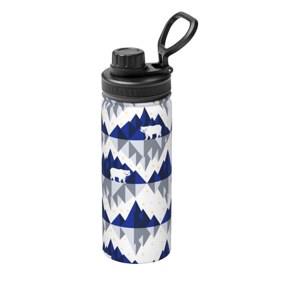 Logiee Cartoon Iceberg Polar Bear Print Water Bottle,18oz Sports Insulated Kettle for Cycling Gym Basketball Outdoor, Suitable as a Present