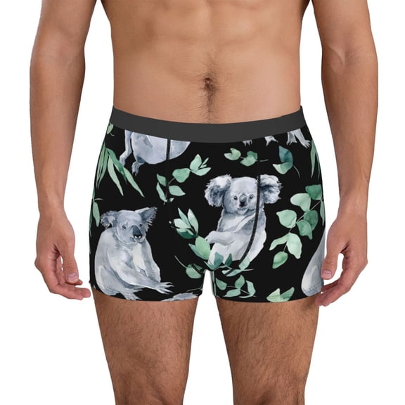 Logiee Cartoon Koala Bear Print Mens Boxer Briefs,Boxer Briefs for Men,Breathable Stretch Underwear,Boys Boxer Briefs-XX-Large