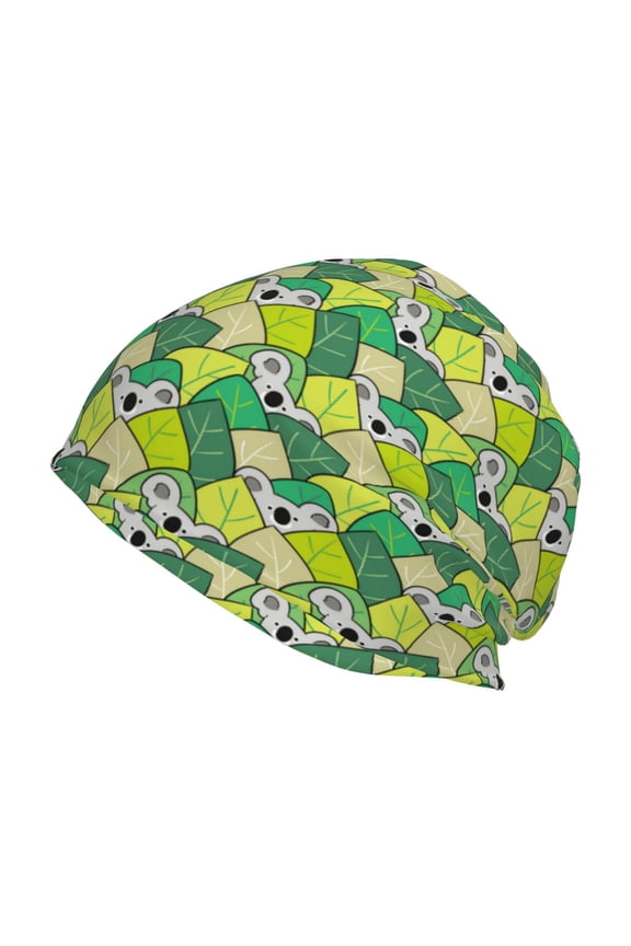 Cartoon Koala Bear and Leaf Print Unisex Knit Beanie for Men Women Winter Hat,Beanies Skull Caps