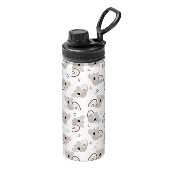 Logiee Cartoon Koala Print Water Bottle,18oz Sports Insulated Kettle for Cycling Gym Basketball Outdoor, Suitable as a Present