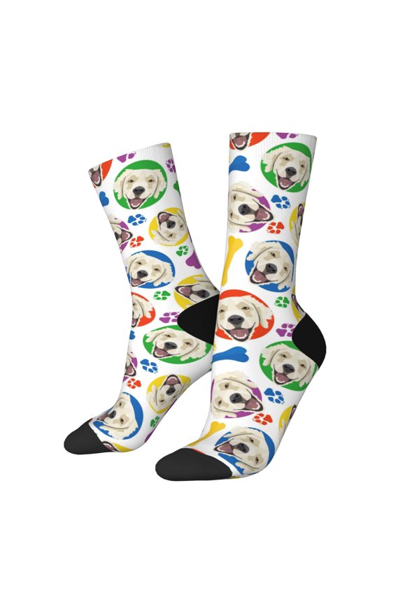 Cartoon Labrador Retriever Print Adult Socks for Men & Women,Calf Socks, Ankle Socks,Boots Socks,Breathable Casual Sock,Unisex Crew Socks