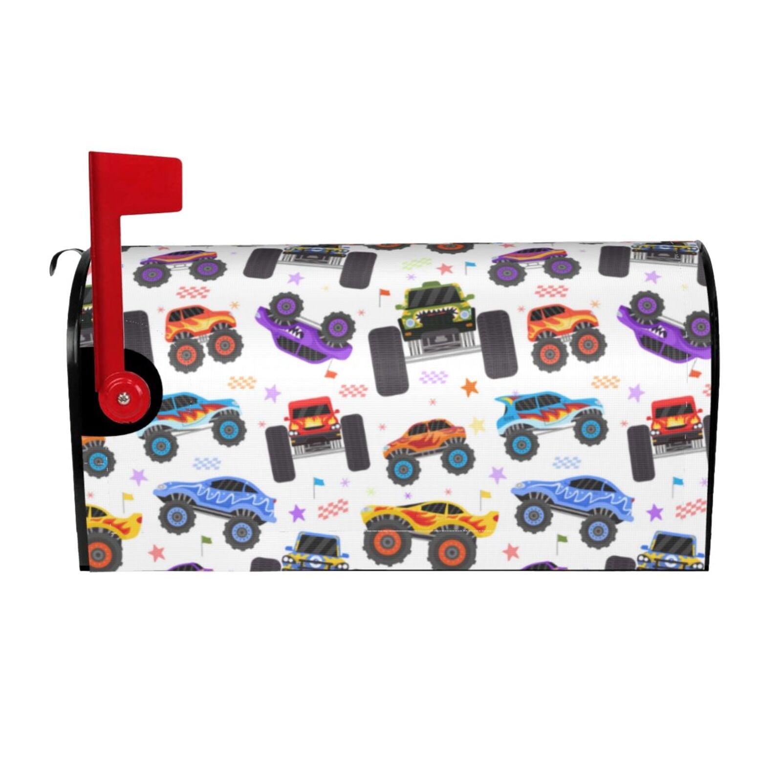Logiee Cartoon Monster Trucks1 Print Post Letter Box Wrap Decor, Mailbox Cover Suitable for Standard Mailbox and Large Size Mailbox,Outdoor Yard Decoration-25.5x21 in