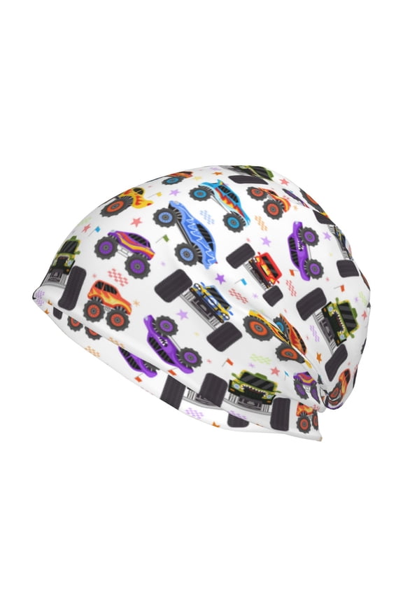Cartoon Monster Trucks1 Print Unisex Knit Beanie for Men Women Winter Hat,Beanies Skull Caps