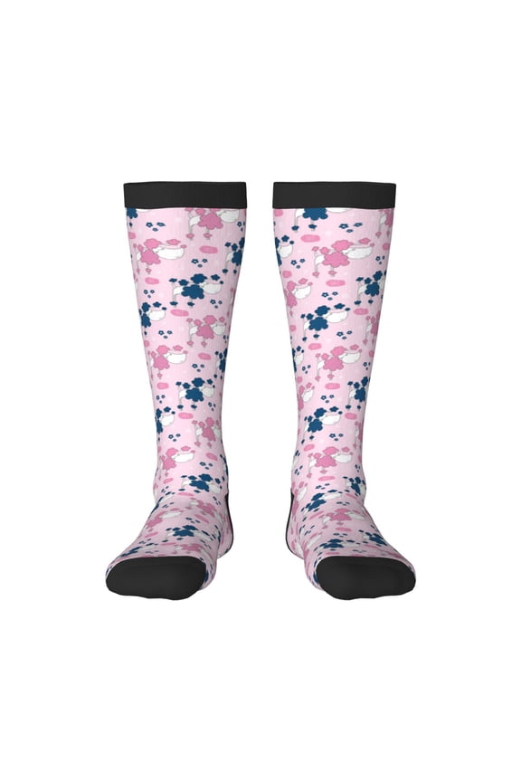 Cartoon Poodle Dog Print Gift Stocking Stuffers,Adult Stockings,Novelty Socks,Funny Socks Birthday Running Walking Sleeping