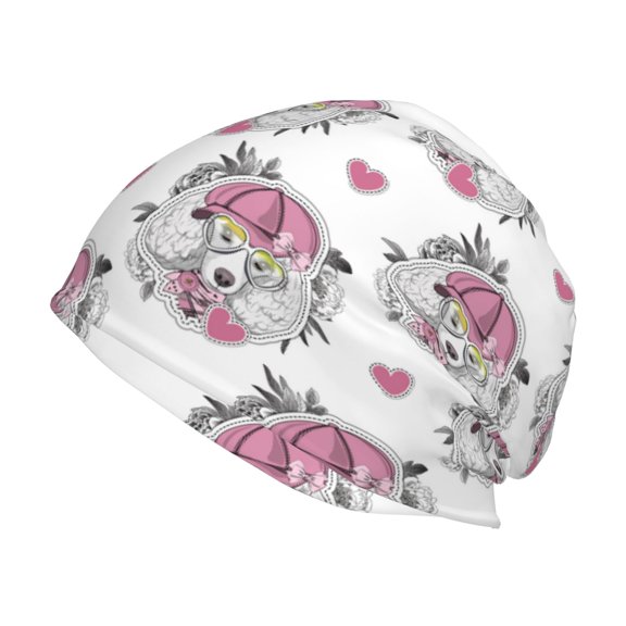 Logiee Cartoon Poodle Dog Print Unisex Knit Beanie for Men Women Winter Hat,Beanies Skull Caps