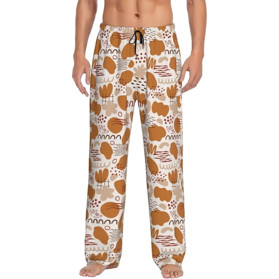 Logiee Cartoon Print Pajama Pants for Men,Men’s Pajama Bottoms,Mens PJ Pants with Pockets & Button Fly-Large