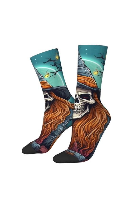 Cartoon Pumpkin Skull Print Adult Socks for Men & Women,Calf Socks, Ankle Socks,Boots Socks,Breathable Casual Sock,Unisex Crew Socks