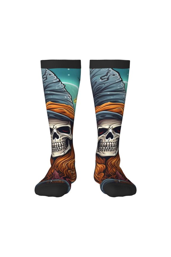 Cartoon Pumpkin Skull Print Gift Stocking Stuffers,Adult Stockings,Novelty Socks,Funny Socks Birthday Running Walking Sleeping