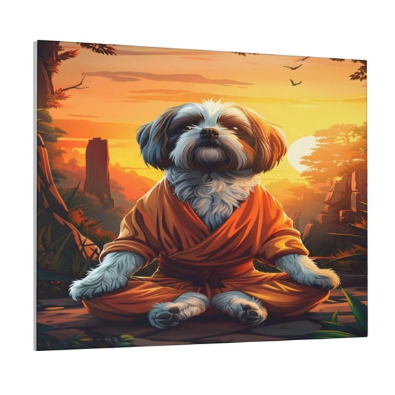 Logiee Cartoon Puppy Sunset Print Canvas Wall Art ,Art Poster,Canvas Decorative Picture,Decor Wall Pictures for Living Room Bedroom Bathroom,Ready to Hang