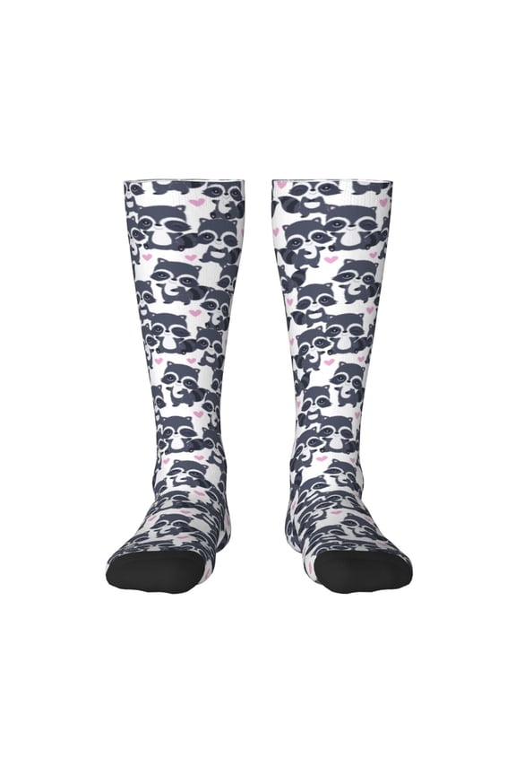 Cartoon Raccoon Print Gift Stocking Stuffers,Adult Stockings,Novelty Socks,Funny Socks Birthday Running Walking Sleeping