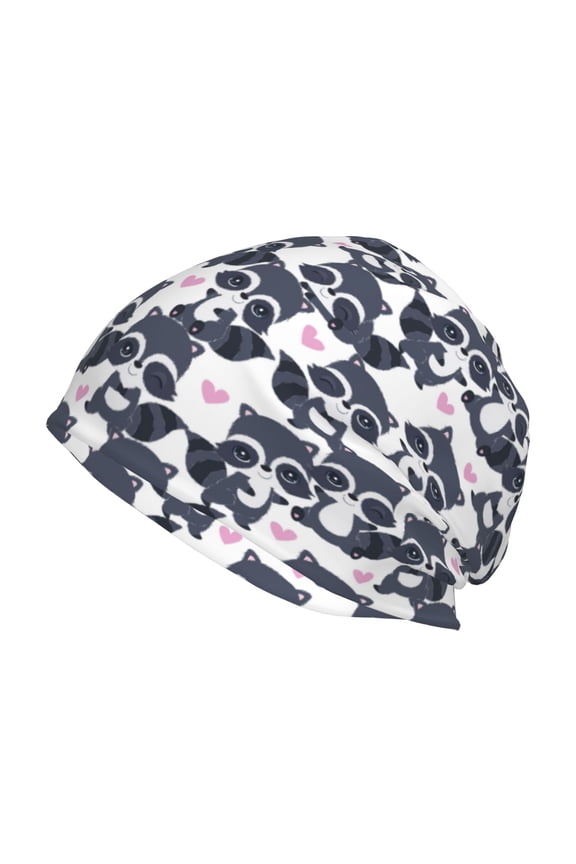 Cartoon Raccoon Print Unisex Knit Beanie for Men Women Winter Hat,Beanies Skull Caps