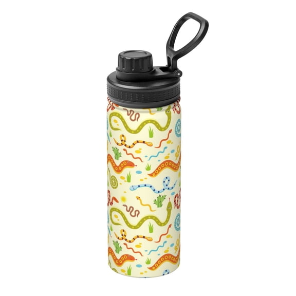 Logiee Cartoon Snake8 Print Water Bottle,18oz Sports Insulated Kettle for Cycling Gym Basketball Outdoor, Suitable as a Present