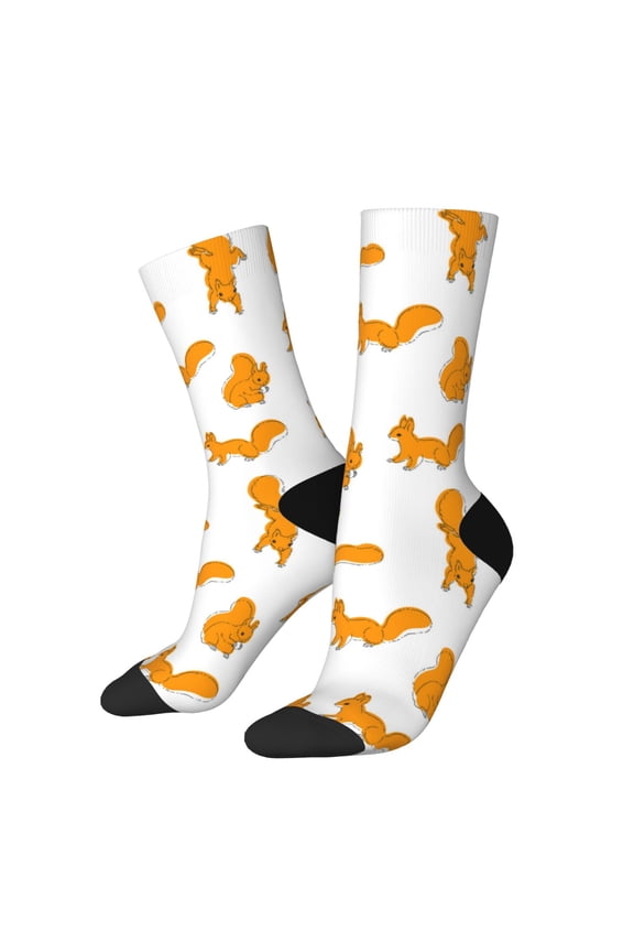 Cartoon Squirrel Print Adult Socks for Men & Women,Calf Socks, Ankle Socks,Boots Socks,Breathable Casual Sock,Unisex Crew Socks