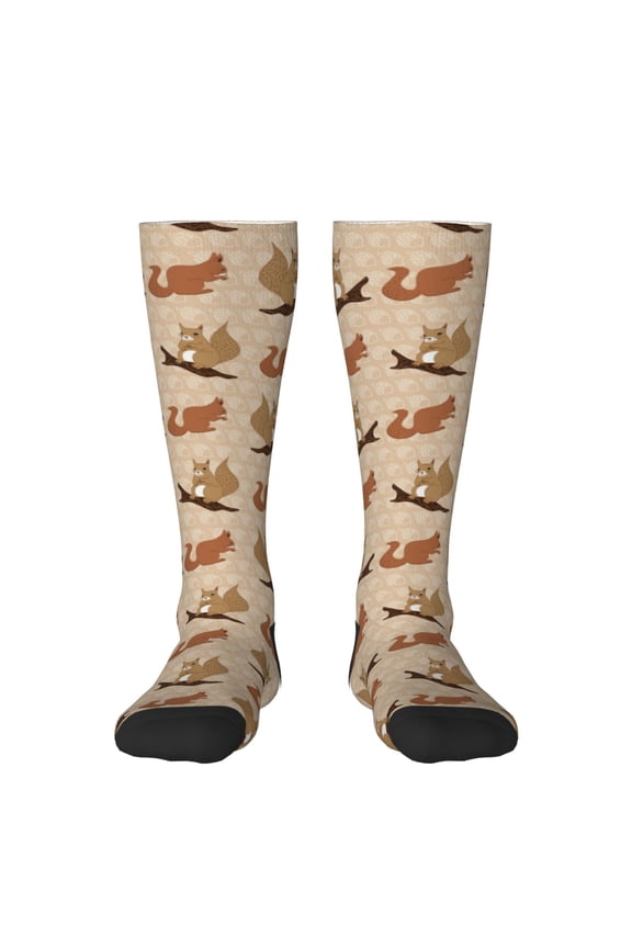 Cartoon Squirrel Print Gift Stocking Stuffers,Adult Stockings,Novelty Socks,Funny Socks Birthday Running Walking Sleeping