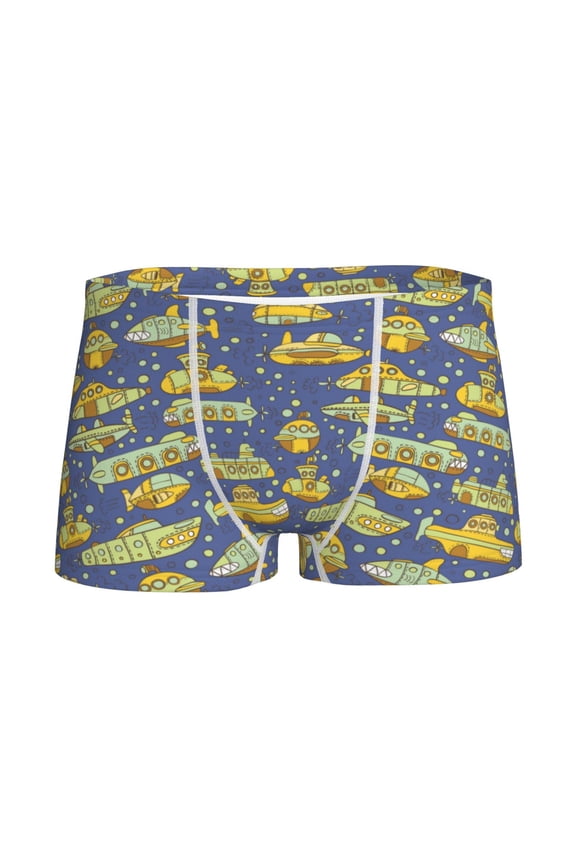 Cartoon Submarines Print Boys' Boxer Briefs,Tween Boy Underwear-XX-Small