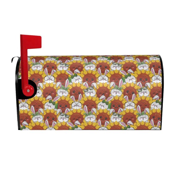 Logiee Cartoon Sunflowers Print Post Letter Box Wrap Decor, Mailbox Cover Suitable for Standard Mailbox and Large Size Mailbox,Outdoor Yard Decoration-21x18 in