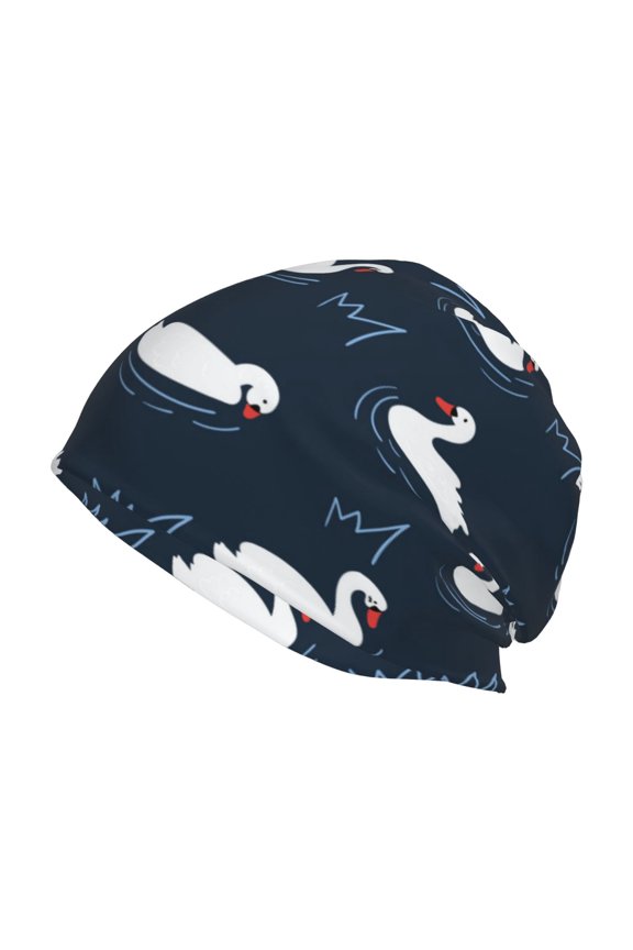 Cartoon Swan Print Unisex Knit Beanie for Men Women Winter Hat,Beanies Skull Caps