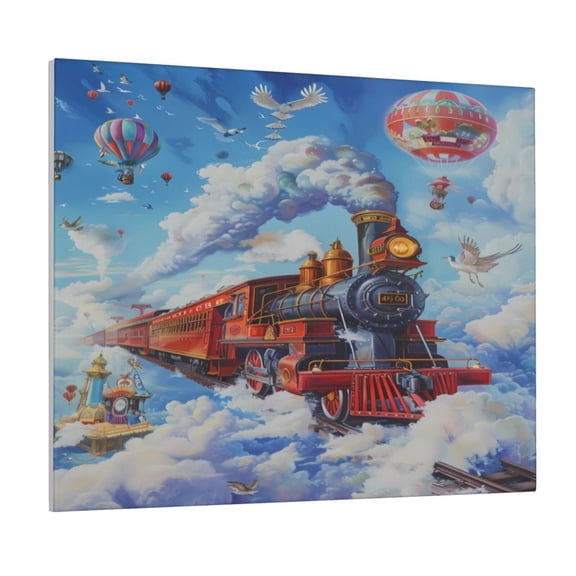 Logiee Cartoon Train Hot Air Balloon Print Canvas Wall Art ,Art Poster,Canvas Decorative Picture,Decor Wall Pictures for Living Room Bedroom Bathroom,Ready to Hang