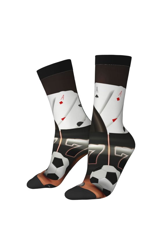 Casino And Sports Print Adult Socks for Men & Women,Calf Socks, Ankle Socks,Boots Socks,Breathable Casual Sock,Unisex Crew Socks