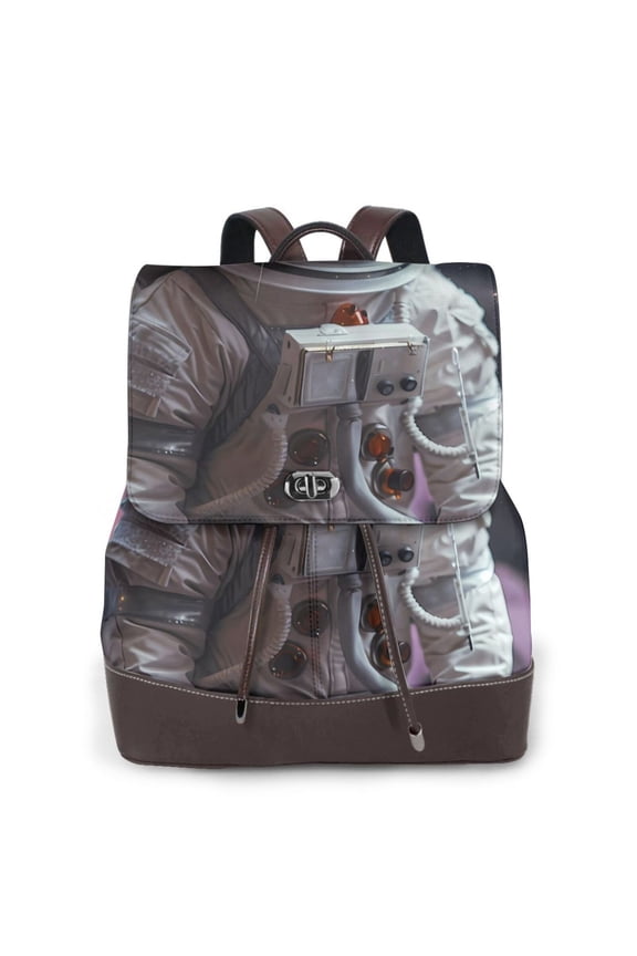 Logiee Cat Astronaut In Space Print Backpack Purse for Women,Fashion Leather Backpack Purse,Women's Leather Backpack for Work College Travel
