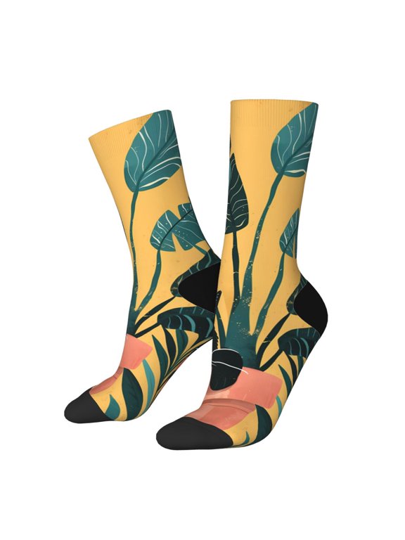 Cat Hiding In Potted Plants Print Adult Socks for Men & Women,Calf Socks, Ankle Socks,Boots Socks,Breathable Casual Sock,Unisex Crew Socks