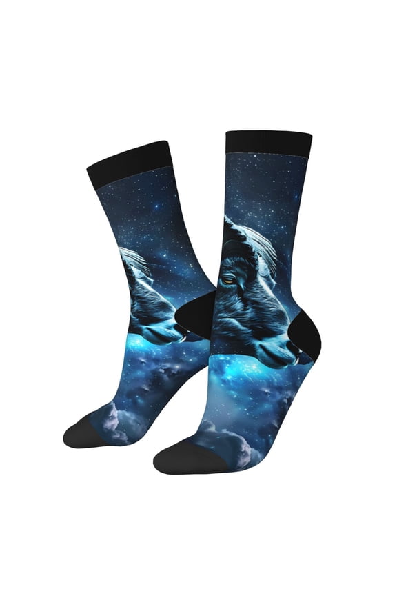 Celestial Ram Night Sky Print Adult Socks for Men & Women,Calf Socks, Ankle Socks,Boots Socks,Breathable Casual Sock,Unisex Crew Socks