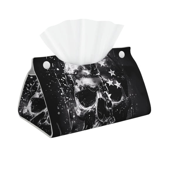 Logiee Chained Skull Artwork Print Tissue Box Cover,Stylish Tissue Box Holder Decorative Tissue Cover for Bathroom Toilet Bedroom Living Room Table Desk Office