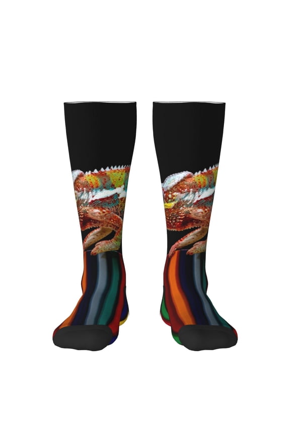 Chameleon Panther On Colored Pencils Print Gift Stocking Stuffers,Adult Stockings,Novelty Socks,Funny Socks Birthday Running Walking Sleeping