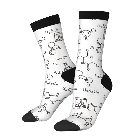 Logiee Chemical Formulas Print Adult Socks for Men & Women,Calf Socks, Ankle Socks,Boots Socks,Breathable Casual Sock,Unisex Crew Socks