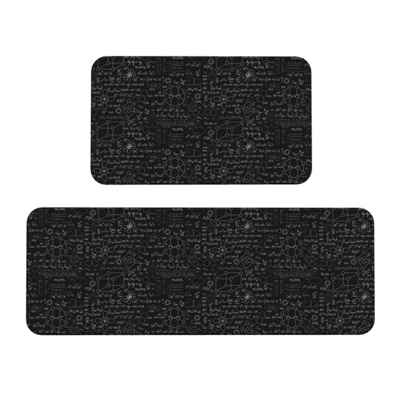 Logiee Chemistry Formulas 3 Print Kitchen Mats for Floor Sets of 2,Waterproof Kitchen Rugs,Non Slip Comfort Standing Mat Rug for Home,Runner,Sink,Office,Laundry
