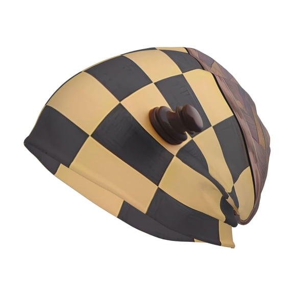 Logiee Chess Board With Pawns Print Unisex Knit Beanie for Men Women Winter Hat,Beanies Skull Caps