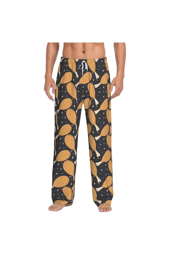 Chicken Legs Print Pajama Pants for Men,Men’s Pajama Bottoms,Mens PJ Pants with Pockets & Button Fly-3X-Large