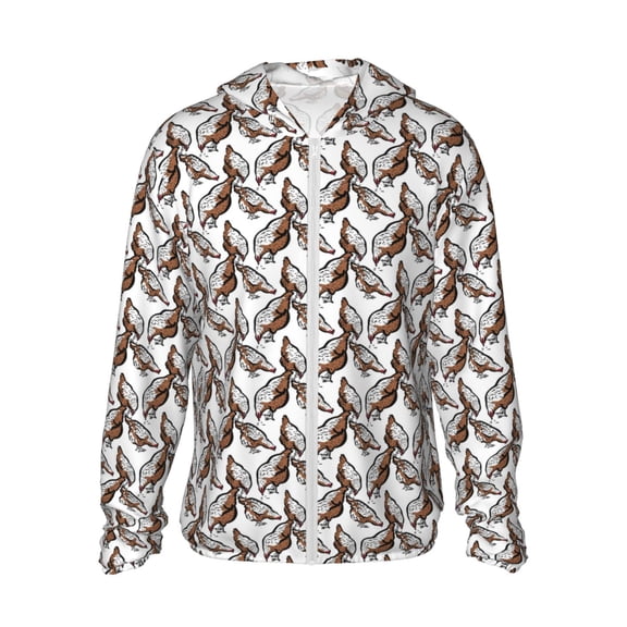 Logiee Chickens Peck Grain Print Men's Women Light Jacket Full Zip Sun Protection Hoodie Long Sleeve Sun Shirts for Men Hiking Fishing Zip Pockets-Small
